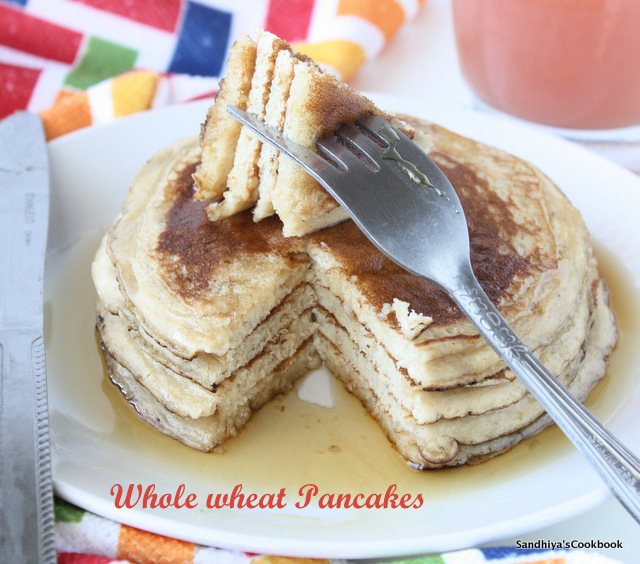 Sandhiya's Cookbook Whole Wheat Pancakes Atta Pancakes Wheat Flour