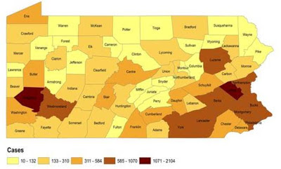 PA Flu Cases by County