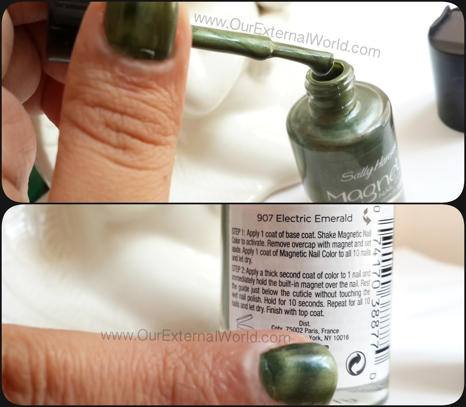Sally Hansen Magnetic Nail Polish - 907 Electric Emerald - Review, Swatches
