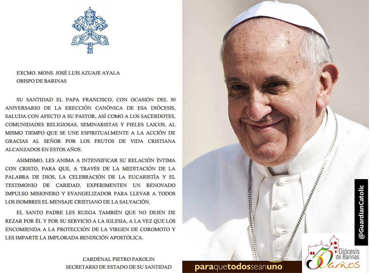 El Guardián Católico ¡BODAS DE ORO DIOCESANA! El Papa