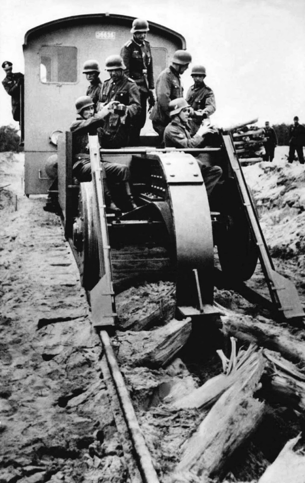 Schienenwolf destroying rail tracks during German retreat, 1944