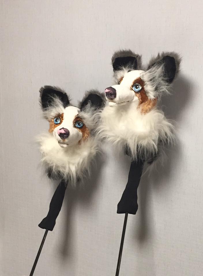 Custom Golf headcovers and puppets : Australian shepherd blue 