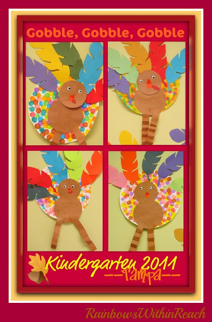 photo of: Kindergarten Turkey Art Project for Thanksgiving in Kindergarten at PreK+K Sharing