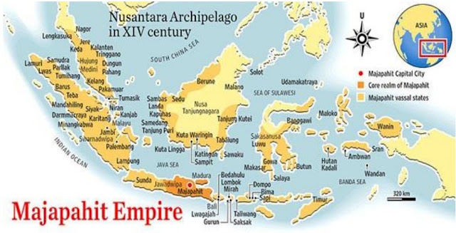 Peta wilayah kekuasaan Majapahit berdasarkan Nagarakertagama; keakuratan wilayah kekuasaan Majapahit berdasarkan penggambaran orang Jawa masih diperdebatkan Peta wilayah kekuasaan Majapahit berdasarkan Nagarakertagama; keakuratan wilayah kekuasaan Majapahit berdasarkan penggambaran orang Jawa masih diperdebatkan