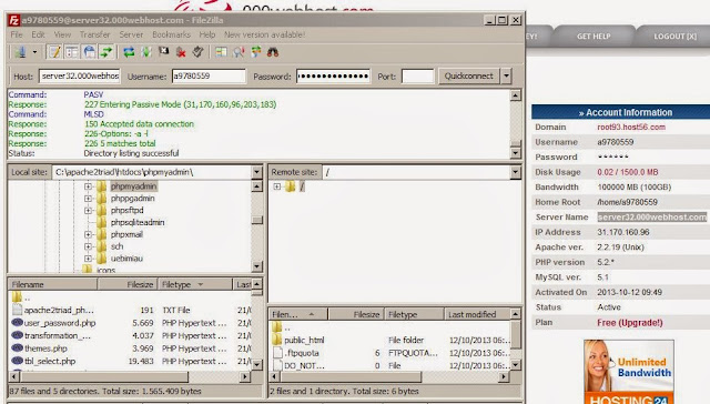 upload menggunakan filezilla