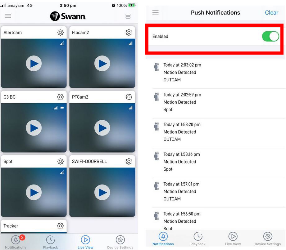 Swann Security Push Notification not working on iPhone