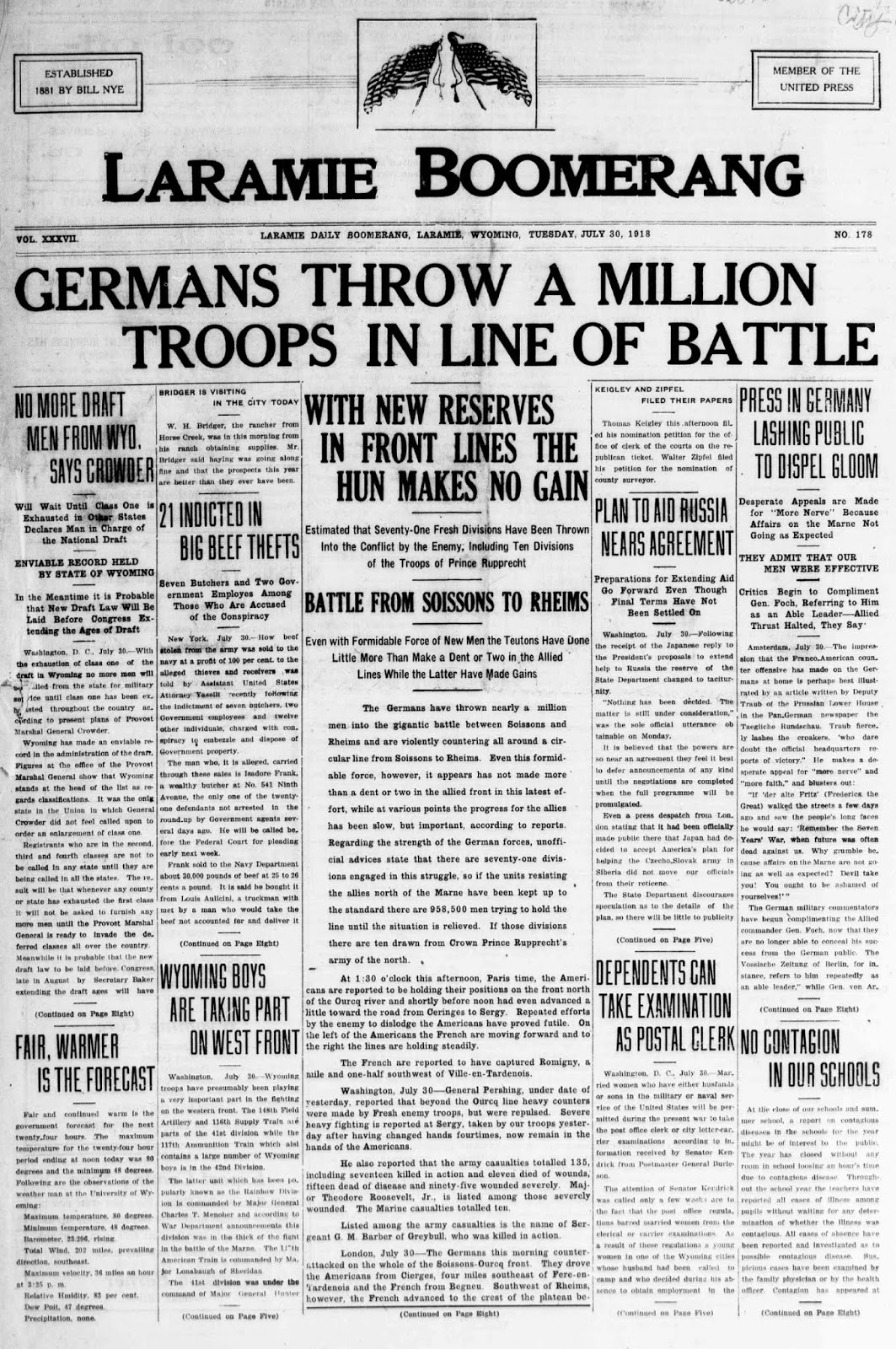 Today In Wyoming's History July 2013