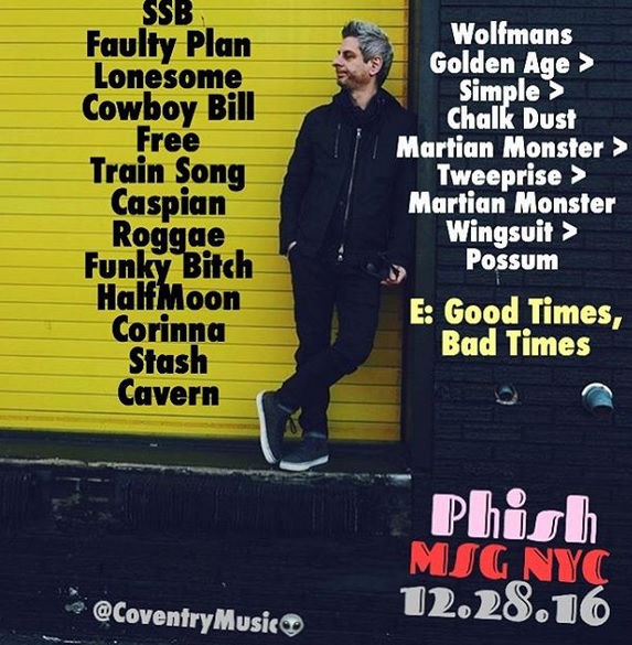 Phish MSG Setlist 10/28/16 New York, NY Madison Square Garden