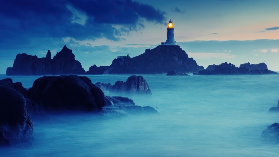 Lighthouse, Sea, Sunrise, Scenery, 4K, #6.944
