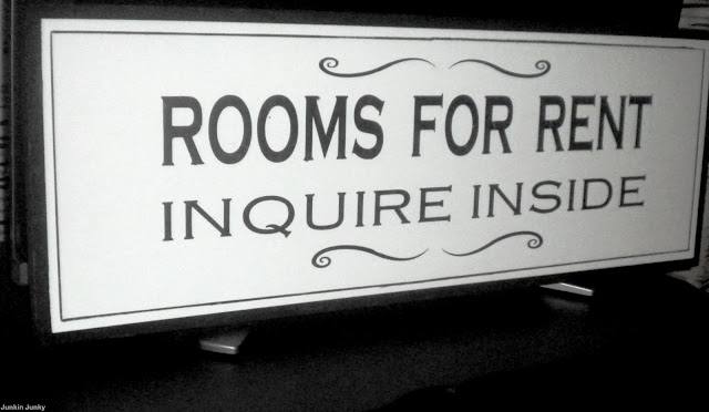Rooms For Rent sign PB Knock off at JunkinJunky.blogspot.com