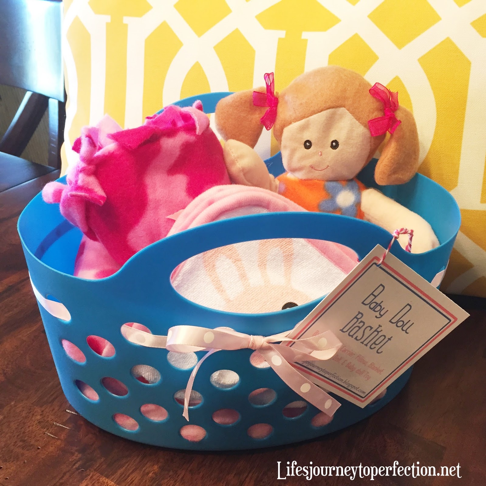 Life's Journey To Perfection Dollar Store Basket turned Baby Doll Bed!!