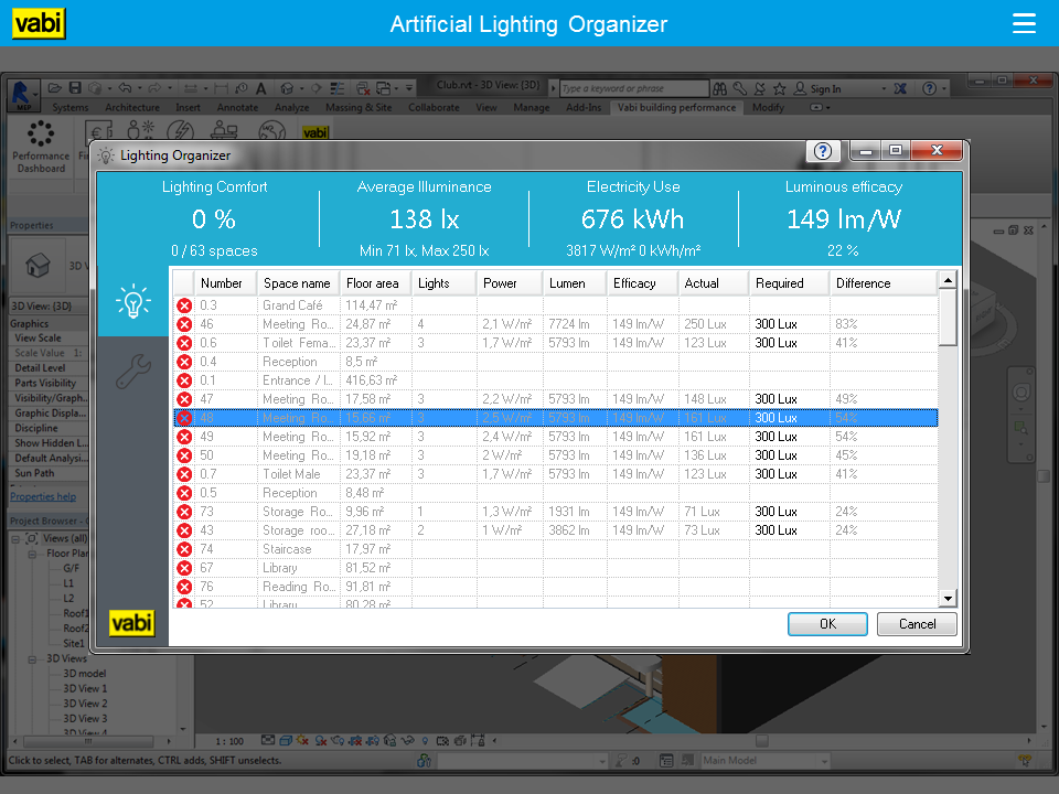 Revit AddOns Vabi Artificial Lighting Organizer Addin for Revit