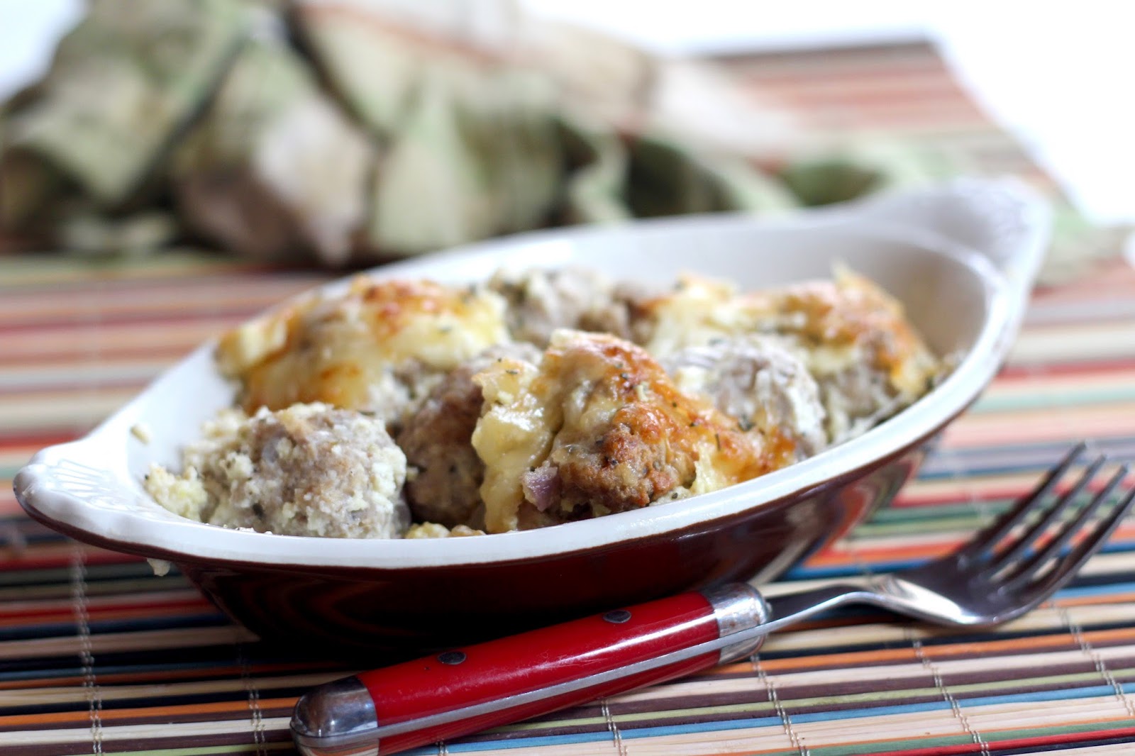 Turkey Meatballs in Yogurt Sauce Smothered in Melted Gruyere Diary of