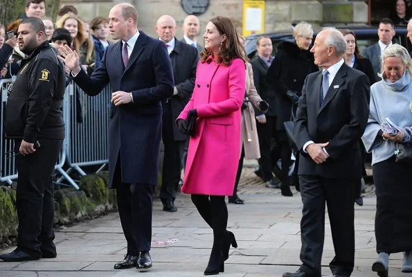 Catherine, Duchess of Cambridge wore Mulberry Double Breasted Coat. Positive Youth Foundation and Coventry University