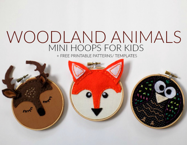 One Savvy Mom Nyc Area Blog Woodland Animals Mini Lists To Make These Cute Woodland Animals Mini Hoops With The Kids Grab Your Free Printable Deer Fox And Owl 4 Embroidery Hoop Patterns Templates