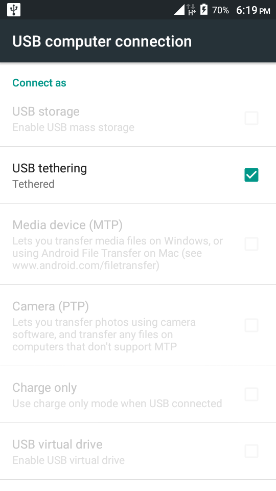USB Tethering to Share Mobile Data