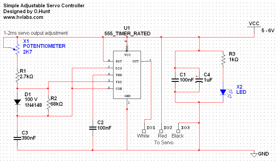 Wiring Schematic Diagram 555 Timer Ic Based Simple Servo Controller