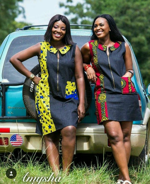 jean gown styles mixed with ankara