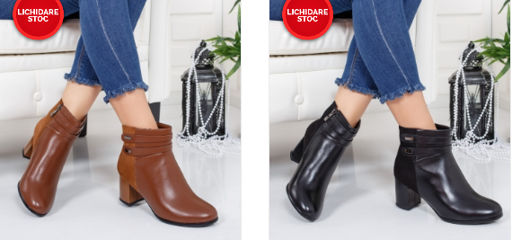 Botine negre, maro cu toc gros ieftine online Botine negre, maro cu toc gros ieftine online