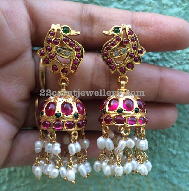 Silver Jhumkas with Rice Pearls