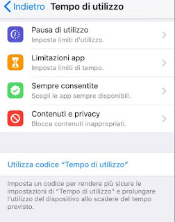 Modalità Tempo d'utilizzo Tempo d'utilizzo iPhone