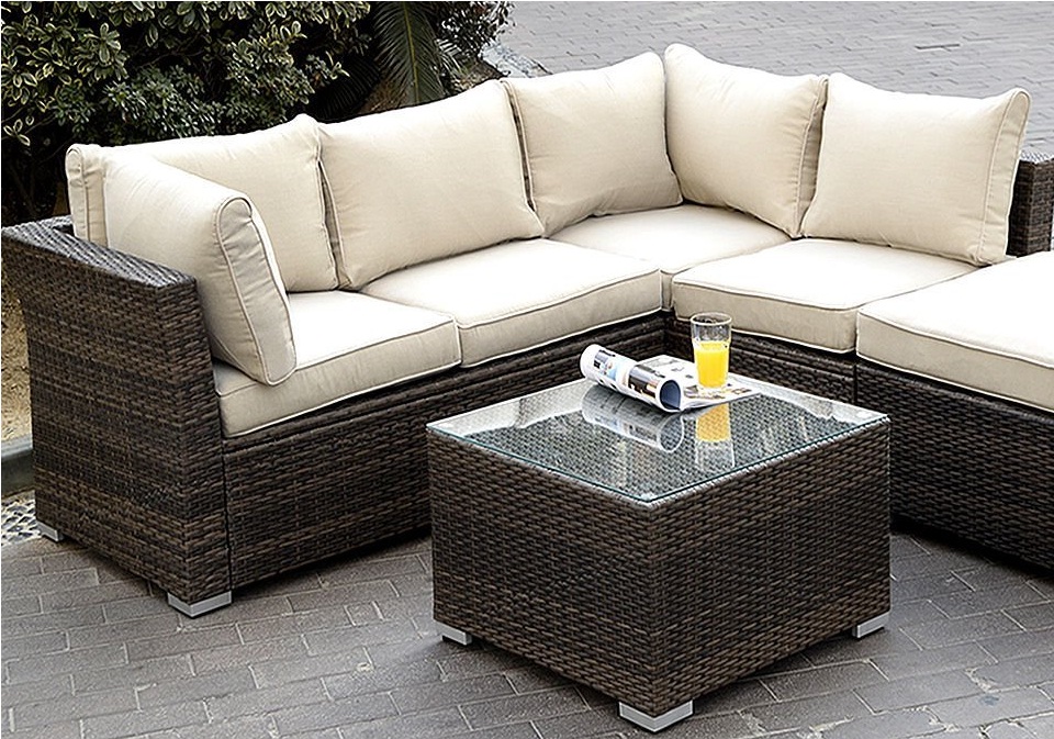 Giantex 6pc Patio Sectional Furniture Pe Wicker Rattan Sofa Set Deck