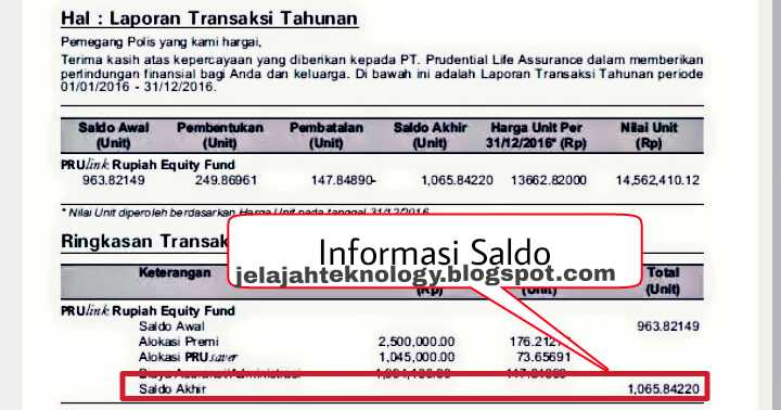 Cara cek saldo prudential lewat pruaccess