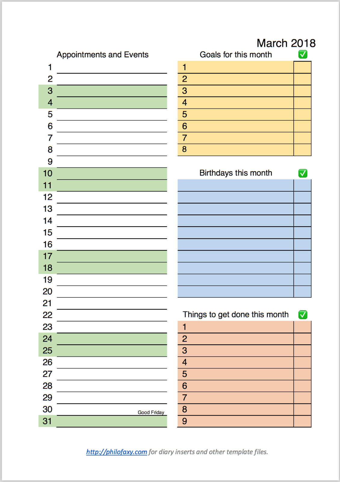 planner page