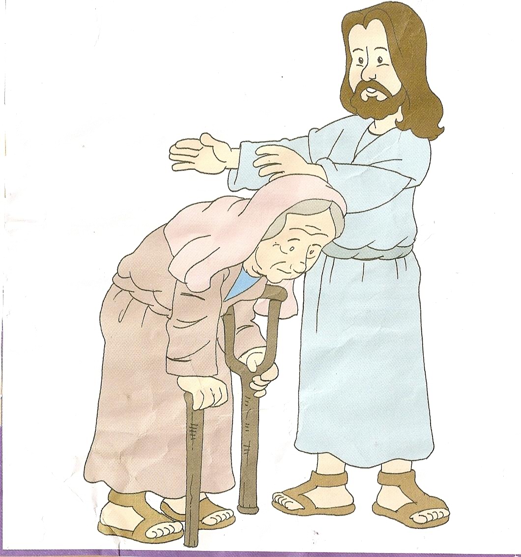 Criança com Jesus, Só Alegria! Jesus e a mulher encurvada Criança com Jesus, Só Alegria! Jesus e a mulher encurvada