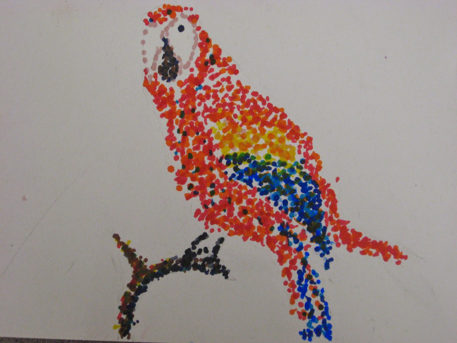Miss Young's Art Room Pointillism Birds with 5th Grade Students