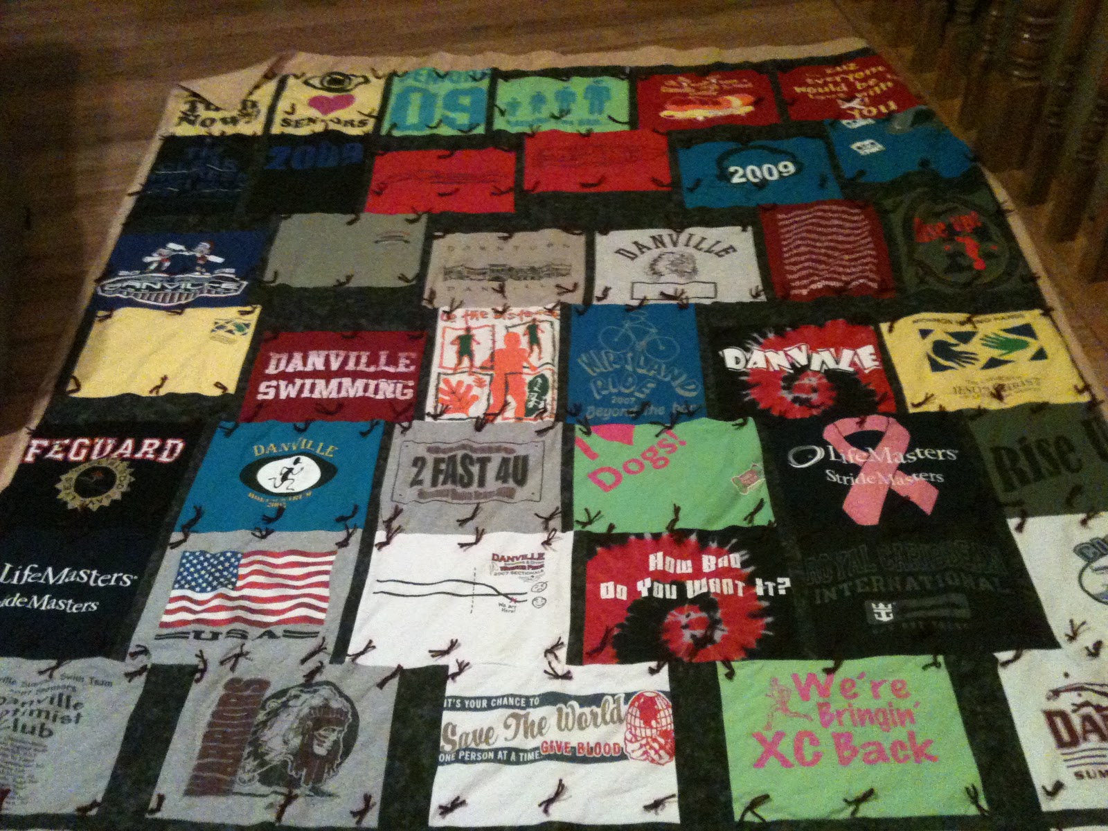 Redlicorice High School tshirt bed quilt, and sports ribbons lap quilt