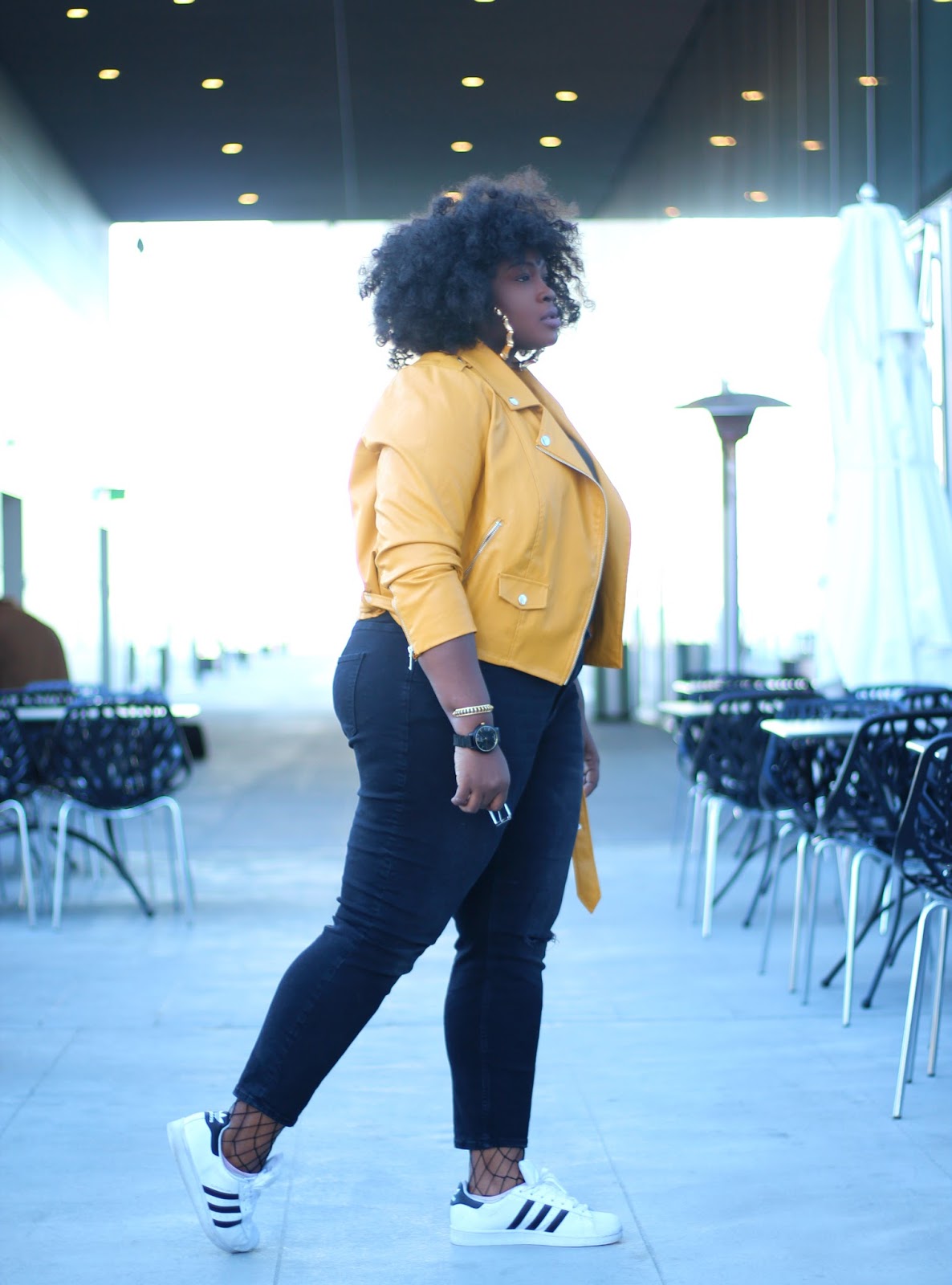 Mustard Moto Jacket Under $50: Jeans and Tee Outfit - SUPPLECHIC