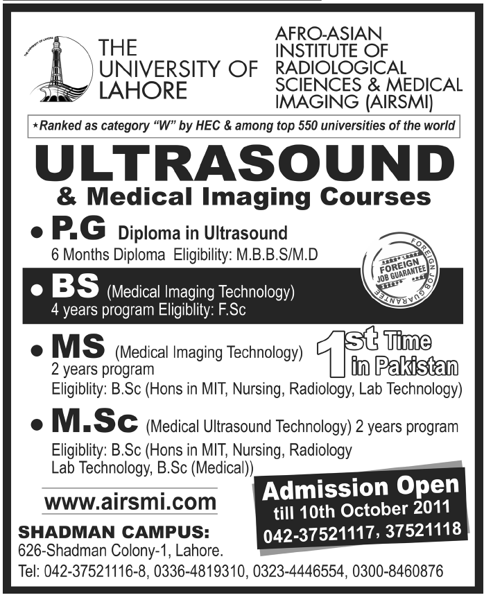 Admission in Pakistan Ultrasound and Medical Imaging Courses Admission