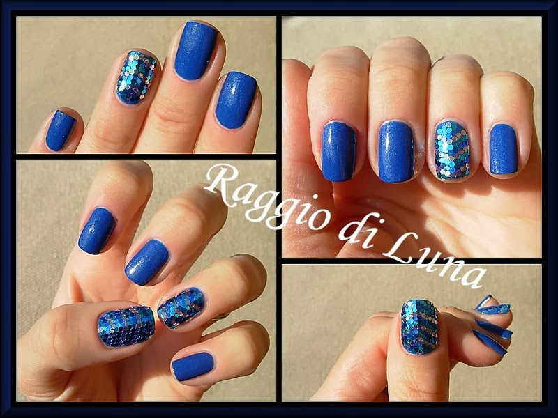 Raggio di Luna Nails: New Year's Eve blue & silver hexagonal glequins ...