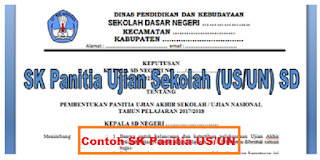 SK Panitia Ujian Sekolah (US/UN) SD/MI 2017/2018