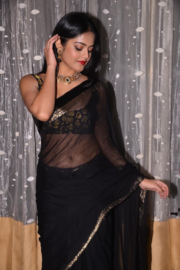 Riddhi Kumar saree stills at Sobhan Babu Awards 2019