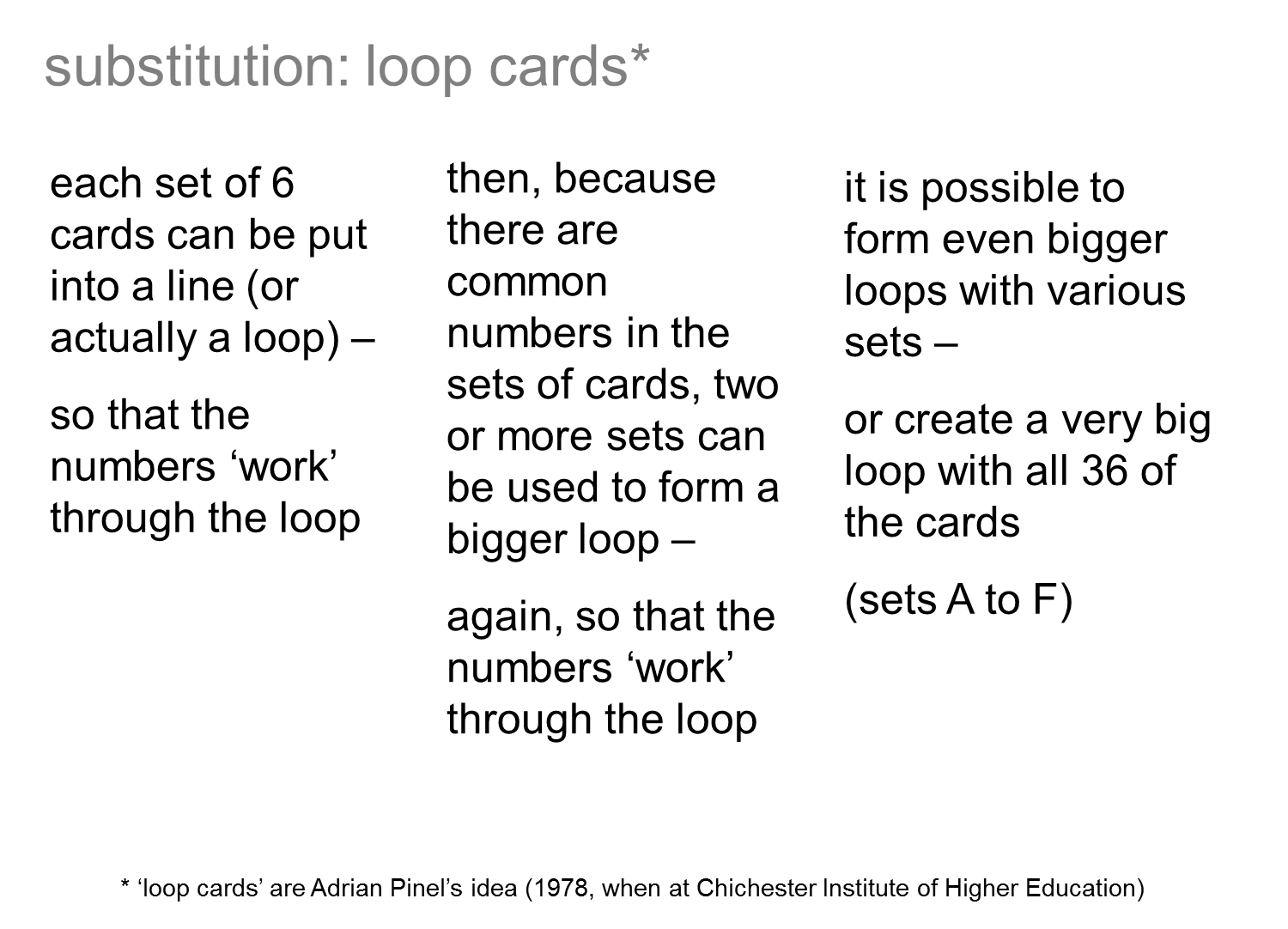 MEDIAN Don Steward mathematics teaching loop cards