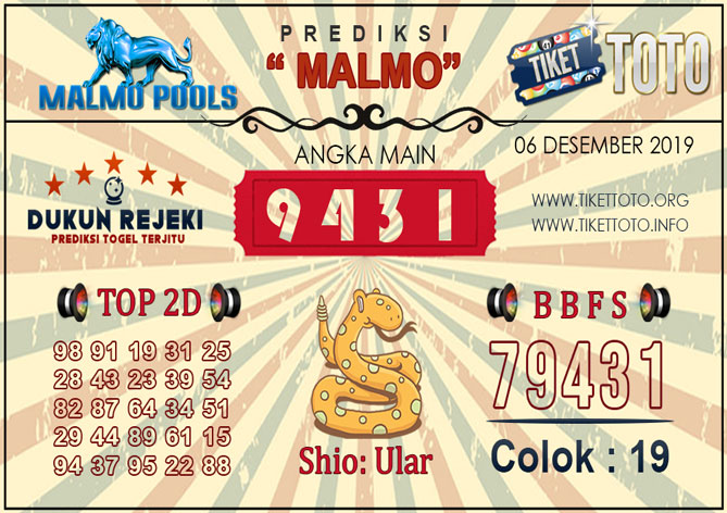 Prediksi Togel MALMO TIKETTOTO 06 DESEMBER 2019