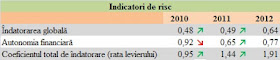 Indicatorii de risc la Poșta Română între anii 2010-2012