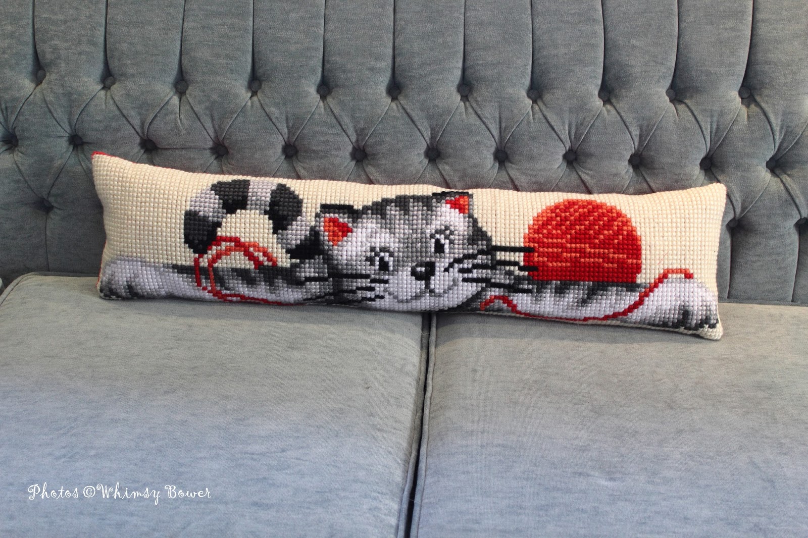 Whimsy Bower Cushioned, or how to turn a needlepoint into a pillow in