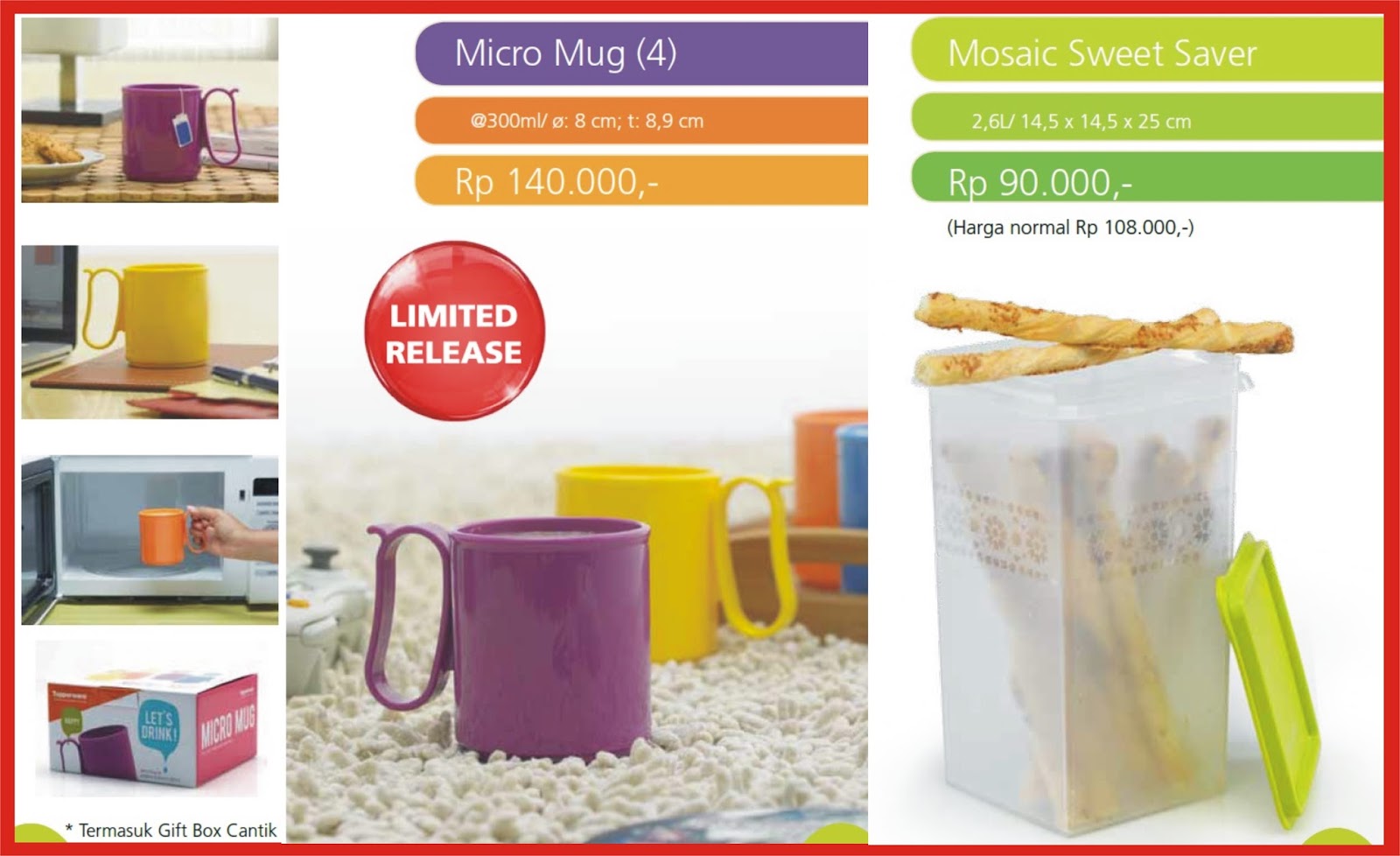 NEW MICRO MUG DAN MOZAIC SWEET SAVER tupperware solo promo