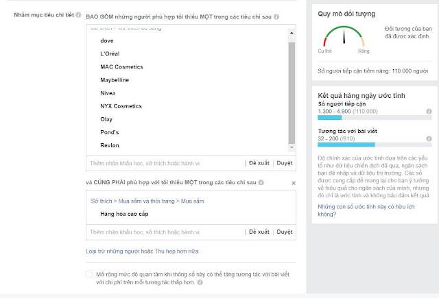 Nhóm Target Facebook ads hiệu quả - target my pham nhap ngoai cao cap - target mỹ phẩm nhập ngoại cao cấp