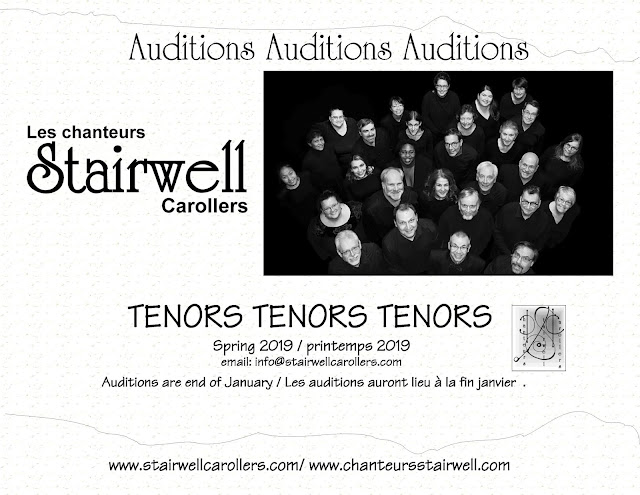 Jan 30 2019 Stairwell Carollers auditions for tenors