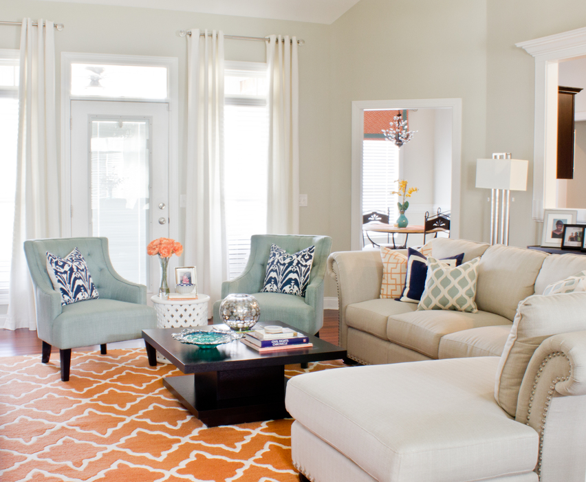 Orange Blue Living Room
