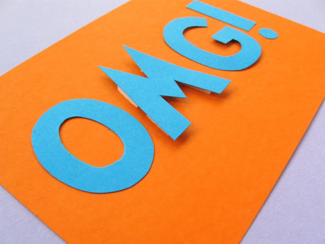 Easy 3D Letter Cards Tutorial: OMG! Wow! Yay!