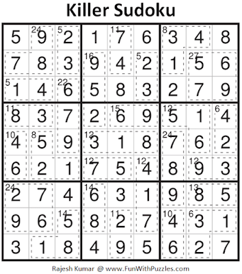 Answer of Killer Sudoku Puzzle (Fun With Sudoku #384)
