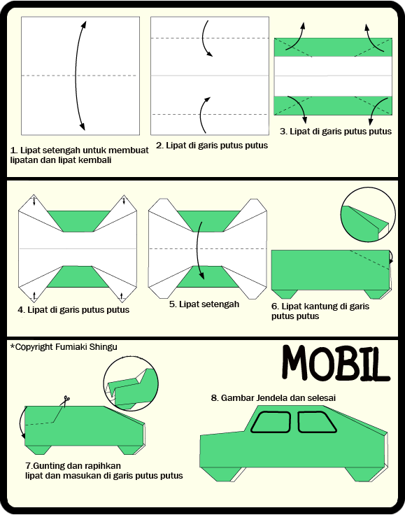  Cara  Membuat  Origami  MOBIL Untuk Anak 