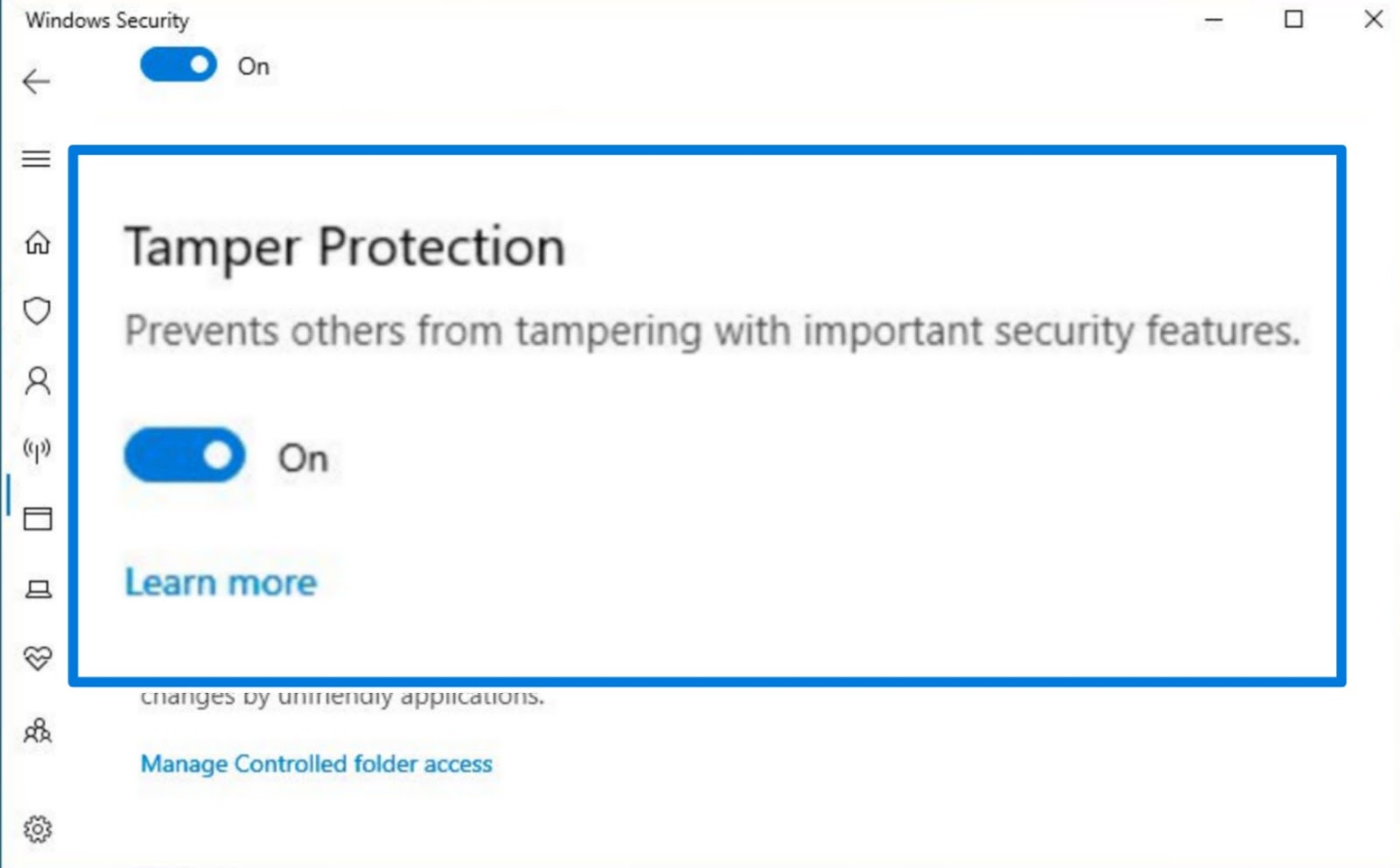 Windows Defender fitur Tamper Protection