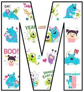 Tierno Alfabeto de Monstruos S. A. Monsters Inc. Alphabet. 