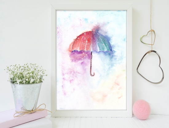 Pintando com Aquarela: Guarda-Chuva Pintando com Aquarela: Guarda-Chuva